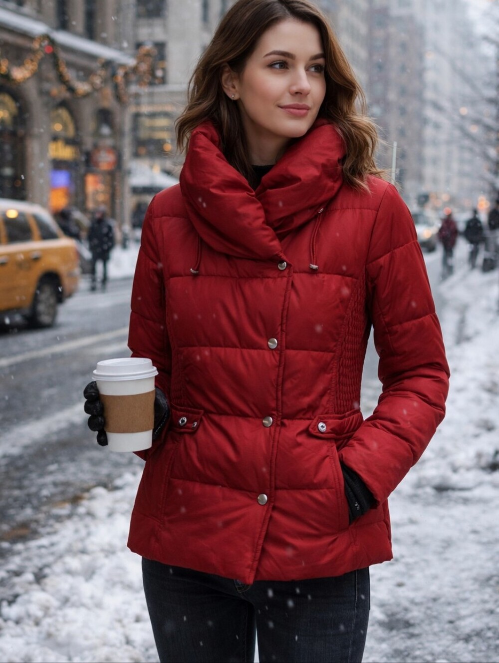 GUC Marc New York dark red Puffer Jacket with Shawl collar Size M